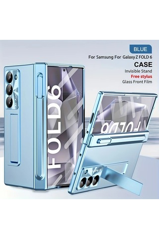 Turcoshop11 Samsung Z Fold6 Melody Sky Elektro Kaplama Lüks Kılıf Rose Gold