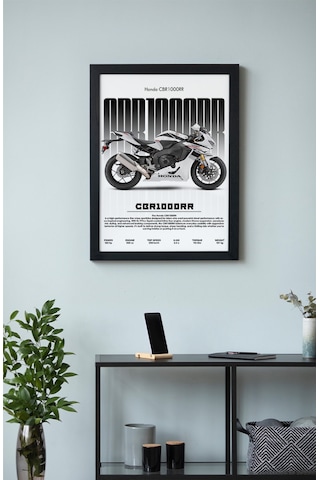 Honda Cbr1000rr Ahşap Çerçeveli Poster Tablo Fireblade Racing Style