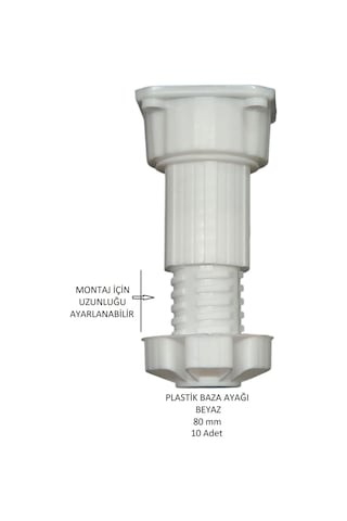 Plastik Baza Ayağı, Beyaz, 8 Cm 10 Adet Beyaz