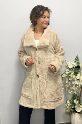 Mia Butik Kadın Krem Peluş Hırka Krem