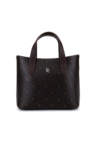 Tamer Tanca Kadın Suni Deri Kahverengi Desen El Çantası 743 2342 Erk Cnt Sk25-26 Kahve Gfrj Kahverengi