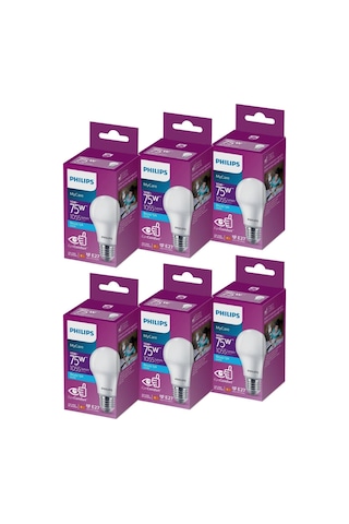 Philips Led 10-75W Ampul 6500K Beyaz Işık 6Lı
