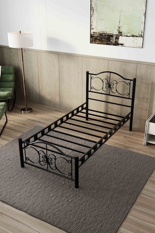 Argimo Pero Tek Kişilik Ferforje Metal Karyola 100 x 200 Siyah