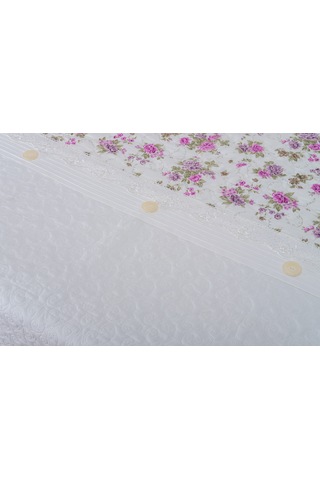 Finezza Gülfem Çiçek Baskılı Pembe Yatak Örtüsü Takımı Çift Kişilik 6 Parça-1464 Pembe