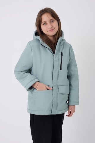 Kız Çocuk Mint Yeşili İçi Kürklü Su Ve Rüzgar Geçirmez Kapüşonlu 3 Cep Kışlık Mont & Kaban & Parka Mint Yeşili