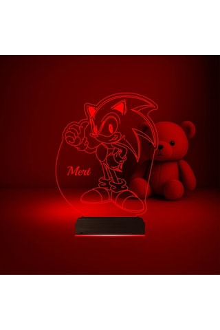 Luvivia Çocuk Odası Çizgi Film Sonic Kişiye Özel 3d Lamba - Masa Gece Lambası V2 Şeffaf