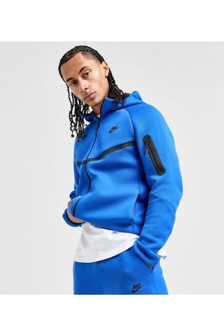 Tech Fleece Windrunner Hoodie Erkek Sweatshirt Mavi