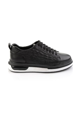 Bambi Siyah Baskılı Hakiki Deri Erkek Sneaker E01811038003 Siyah