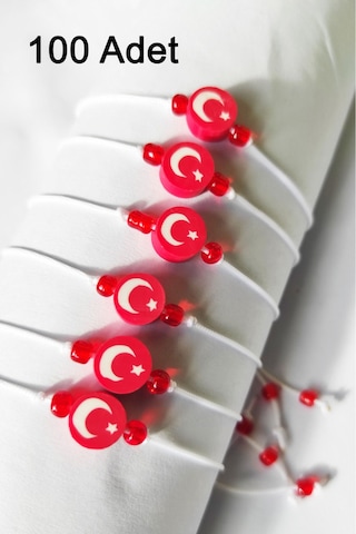 100 Adet Ay Yıldız Boncuklu Ip Bileklik-öğrenci-öğretmen-29 Ekim-karne Hediyesi-23 Nisan- 2 Çok Renkli