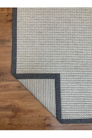 Saraz Halı Kumaş Bordür Bej Bukle Siyah Bordür Halı Salon Koridor Mutfak Çocuk Odası Halısı Kilim S263 Gri