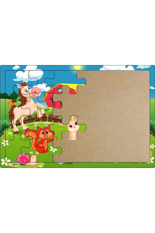 Sevimli Dostlar  3-9 Yaş Çocuklar Için 24 Parçalı Ahşap Puzzle Ya