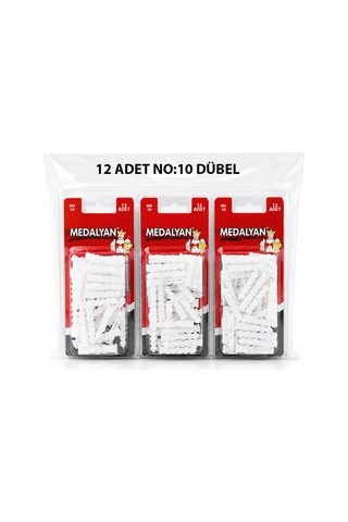 Medalyan Dl-48 Beyaz Plastik Dübel No 10 - 12 Adet