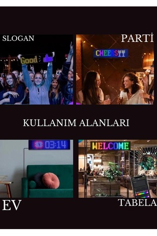 Led Matrix 60 Cm Uzunluğunda En Büyük Boy Panel Dijital Ekran Kumandalı App Kontrollü Oto Aksesuar