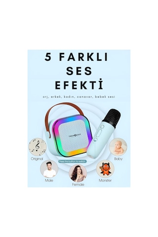 K12 Kablosuz Bluetooth Hoparlör Karaoke Mikrofon 5 Ses Efektli Rgb Hd Stereo Ses Usb/sd/fm