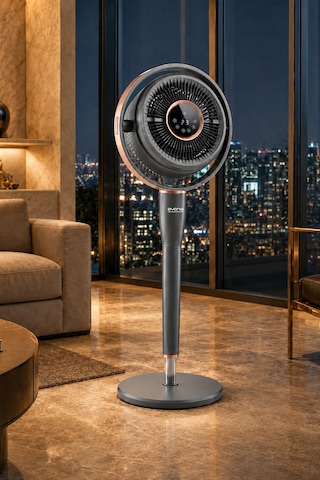 Aura 360° Dinamik Salınımlı Sessiz Vantilatör, Uzaktan Kumandalı, 6 Hız Modlu, 24 Saat Zaman Ayarlı, Antrasit Gri