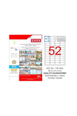 Taneks 46.4X21.2Mm Lazer Etiket Kod.2052