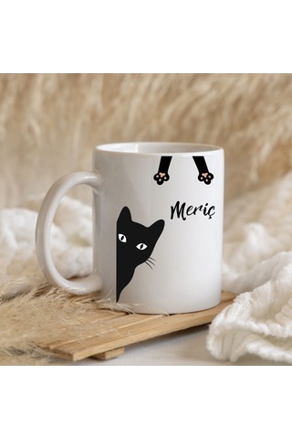 Kara Kedi Tasarımlı Kişiye Özel Hediye Kupa Bardak Gizemli Ve Eğlenceli Bir Hediye Renk