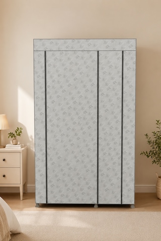 Perilla 63005 Porty Bez Gardırop 99x50x151 Cm Raflı Ve Askılı Kumaş Elbise Dolabı Beyaz