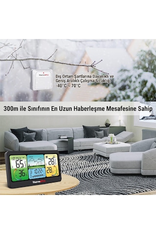 Thermopro Tp280b 7" Wi-fi İç Ve Dış Mekan Dijital Sıcaklık, Nem, Basınç Ölçer Ve Hava Tahmin İstasyonu