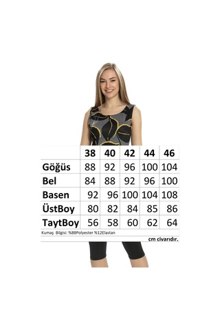 Sıfır Kol Taytlı Yarı Kapalı Mayo 152-506 Siyah Siyah