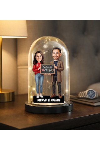 Bk Gift Kişiye Özel Sevgiliye Karikatürlü Led Işıklı Cam Fanus Biblo -3, Romantik Hediye, Ev Hediyesi, Sevgiliye Hediye Kobitmeyencom36850 Bk Gift