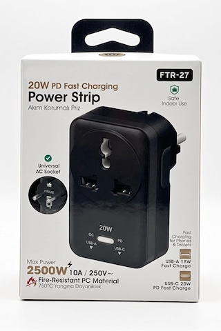20w Pd Hızlı Şarjlı Akım Korumalı Kompakt Priz 2500w Usb-c & Usb-a 18w Qc Hızlı Şarj Kablosuz