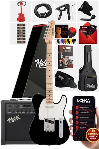 Midex Tlx-50wb-25amp Tele Kasa Maple Klavye 2 Single-coil 25w Amfili Elektro Gitar