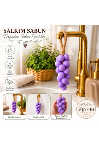 Keyfim Craft El Yapımı Mor Üzüm Tanesi Tasarımlı Banyo Ve Dekoratif Sabun Lavanta