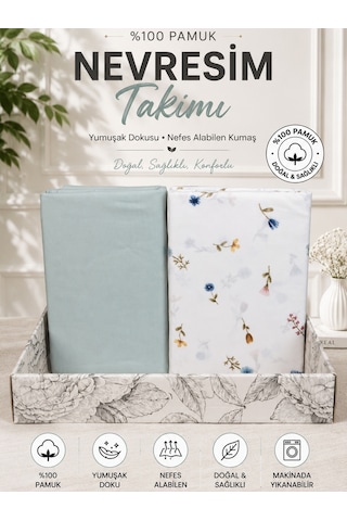 Çift Kişilik Çiçek Desenli Renkli Nevresim Takımı Yeşil