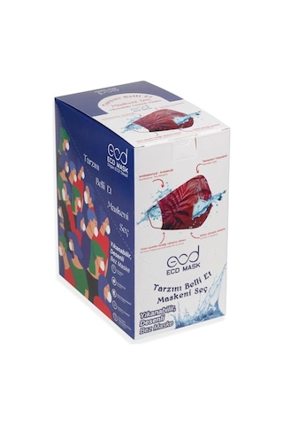 Ecd Mask Yıkanabilir Desenli Maske 40 Adet Çok Renkli