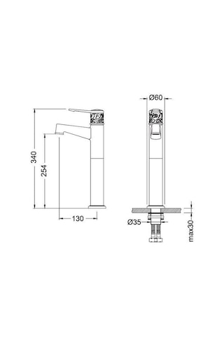 Bocchi Orient Yüksek Lavabo Bataryası Krom 1005-0002
