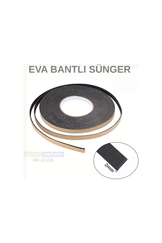 Eva Neopren Conta Sünger Bantlı Sızdırmazlık Bandı 2mm Kalınlıkta 8mmx25mt