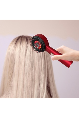 Suntek Akülü Elektrikli Masaj Saç Derisi Fırçası Kırmızı Saç Derisine Masaj Fırçası