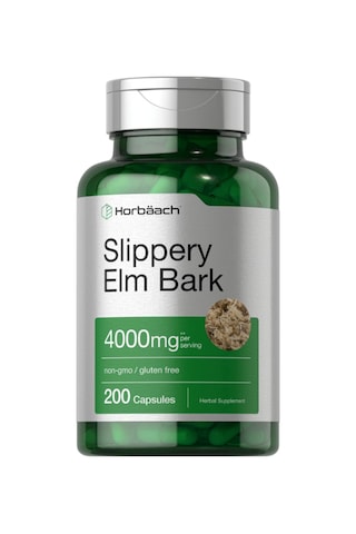Horbäach Slippery Elm Bark 200 Capsules Non-gmo Gluten Free. Aromasız