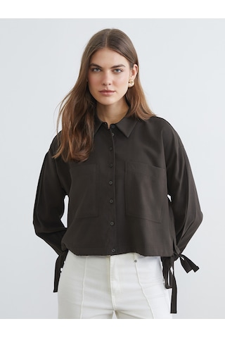 Lcw Everyday Yeşil Bağcıklı Oversize Kadın Gömlek