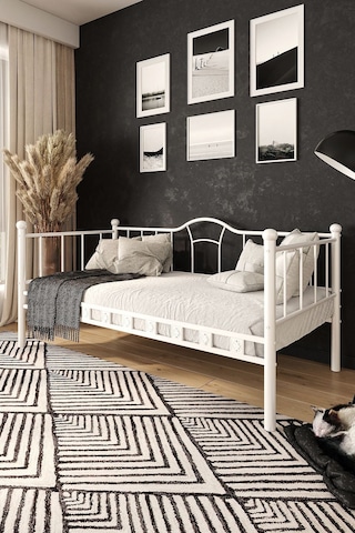 Argimo Kamelya Beyaz Sedir Metal Karyola 90 x 190