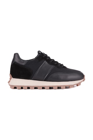 Shoetyle - Siyah Hakiki Deri Bağcıklı Erkek Sneaker 115-801-1330 Siyah
