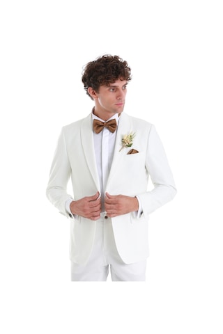 Hatemoğlu Beyaz Slim Fit Düz Çıkma Şal Yaka Smokin Damatlık 33122124c002 001 Beyaz