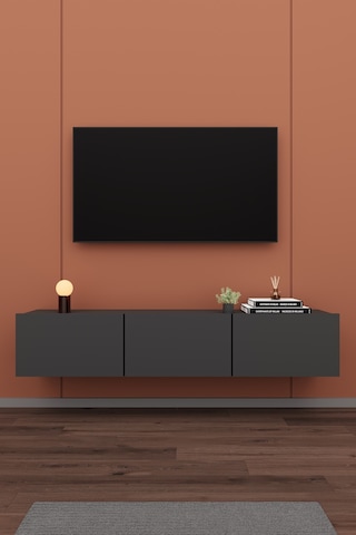 Asra Trend Tv Ünitesi Tv Sehpası T-27 %100 MDF Duvara Monte Askılı Ünite Antrasit