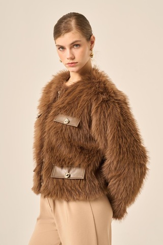 Ftz Women Kadın Peluş Mont Kahve 31241 Kahverengi