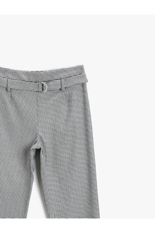 Koton Kazayağı Desenli Kemerli Pantolon Siyah Ekoseli 2ykg47957aw Siyah