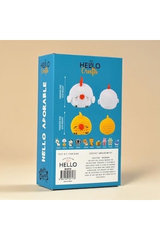 Hello Adorable Amigurumi Tığ İşi Kit Anne & Bebek Civciv Açık Kahverengi