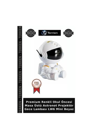 Premium Renkli Okul Öncesi Masa Üstü Astronot Projektör Gece Lambası Lw6 Mini Beyaz Çok Renkli