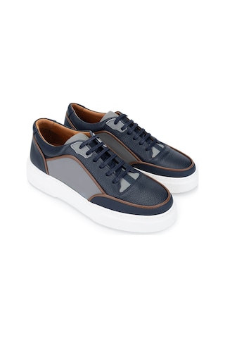 Tamer Tanca Erkek Hakiki Deri Lacivert Sneakers & Spor Ayakkabı 1092 202501 Erk Ayk Y25 Lacı Mt/byz Fltr/grı Lacivert