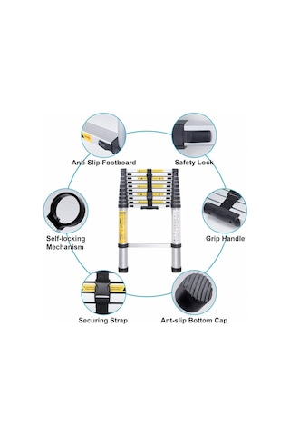 Ebax 9 Basamaklı Teleskopik Merdiven Uzayan 2.6 M