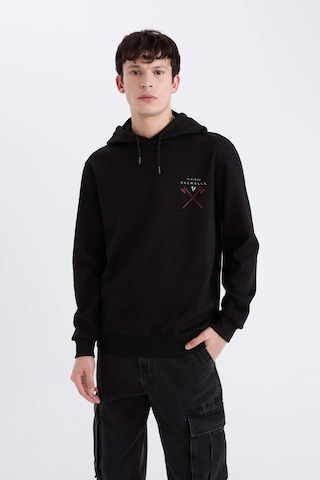 DeFacto Vikings Valhalla Regular Fit Kapüşonlu Sırt Baskılı Sweatshirt E3211AX24WNBK81 Siyah