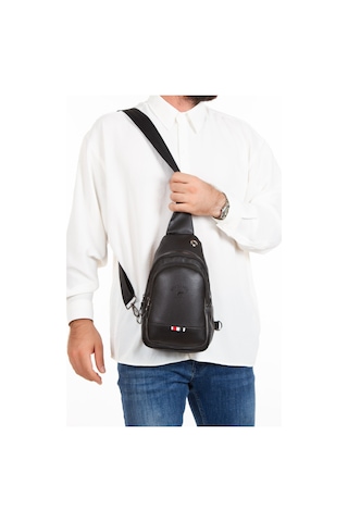 Newish Polo Erkek Bodybag Göğüs Çapraz Çanta Ve El Omuz Çantası New130 Siyah - Bronz