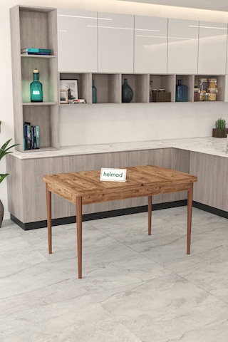Helmod Mutfak Masası Takımı 6 Kişilik Açılır Masa Sandalye Takımı Salon Masası Yemek Masası - Krem Bej