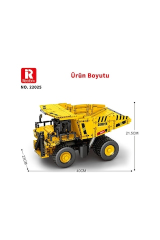 Reobrix Technic 22025 Damperli Kamyon Kumanda&motorlu Yaratıcı Yapı Blok Seti Building Blocks Dump Truck - 1622 Parça