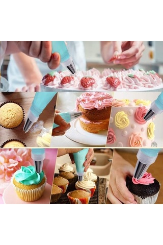 Maoyaya 72 Parça Buzlanma Boru Çantaları Ve Uçları Seti - Kek, Kurabiye Dekorasyon Kiti - 42 Adet Pembe Buzlanma Uçları Pembe